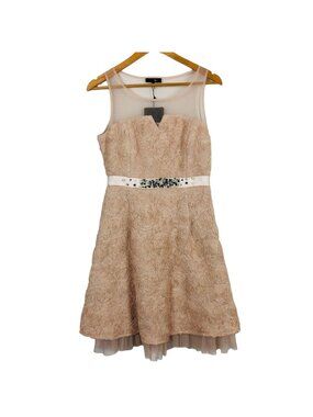 Ryu Women’s Mini Party Holiday Dress Medium Tulle Illusion Neckline Rosettes NWT